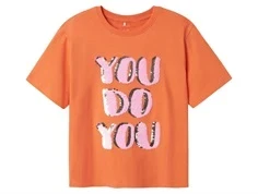 Name It t-shirt fresh salmon med palietter